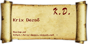 Krix Dezső névjegykártya